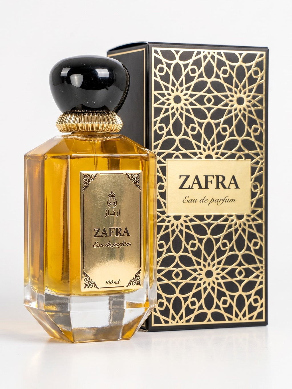 ZAFRA Eau de parfum 100 ml, sticlă maro / ambră — cu cutia