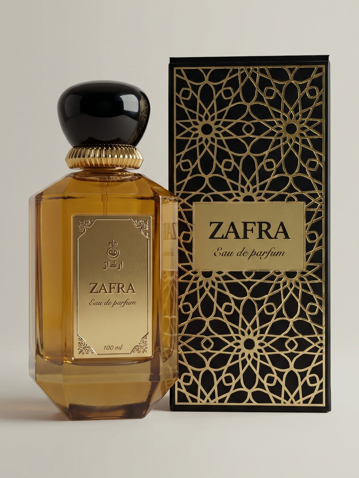 ZAFRA Eau de parfum 100 ml, sticlă maro / ambră — cu cutia