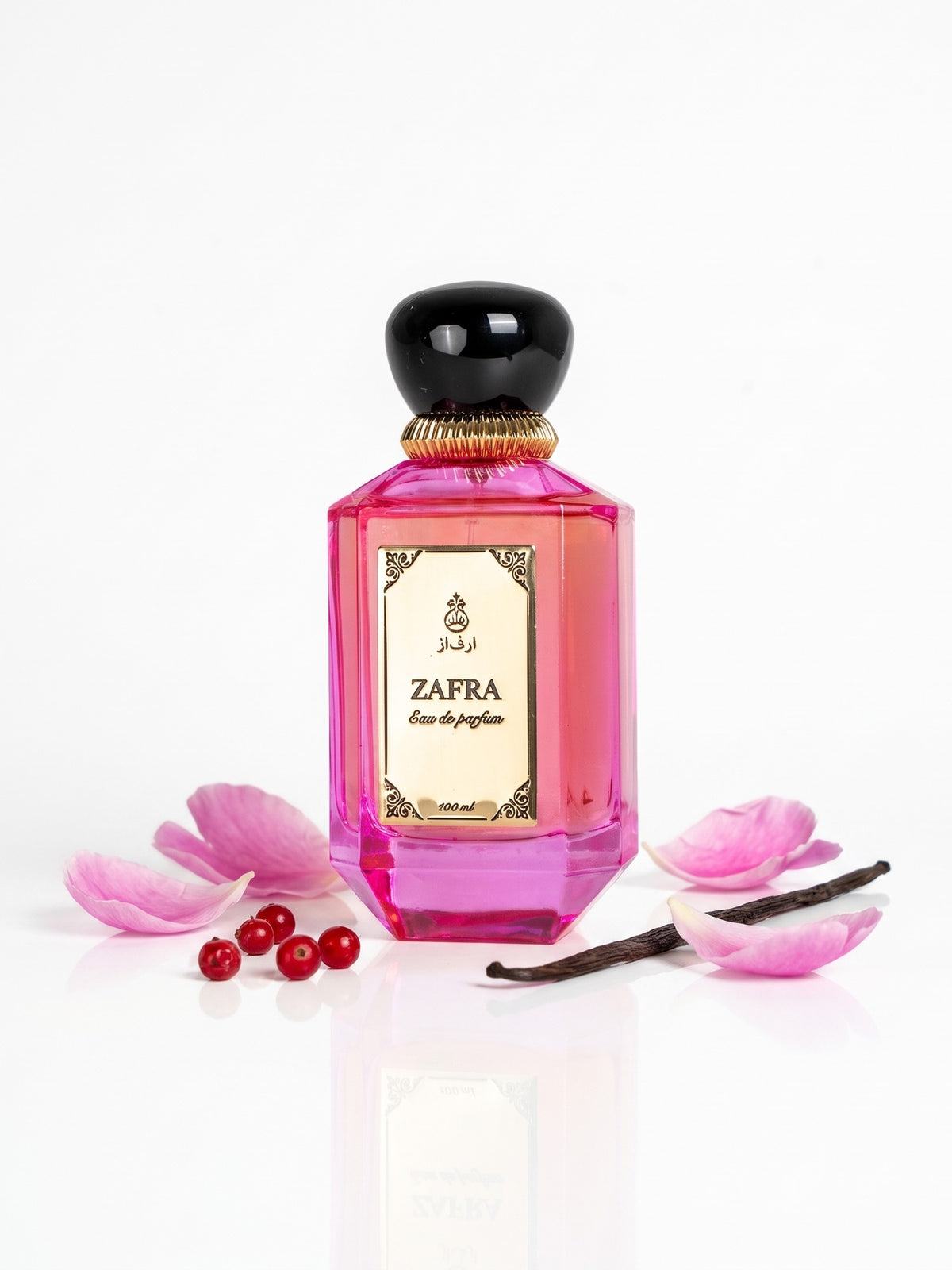ZAFRA Eau de parfum 100 ml, sticlă roz / magenta — cu ingrediente