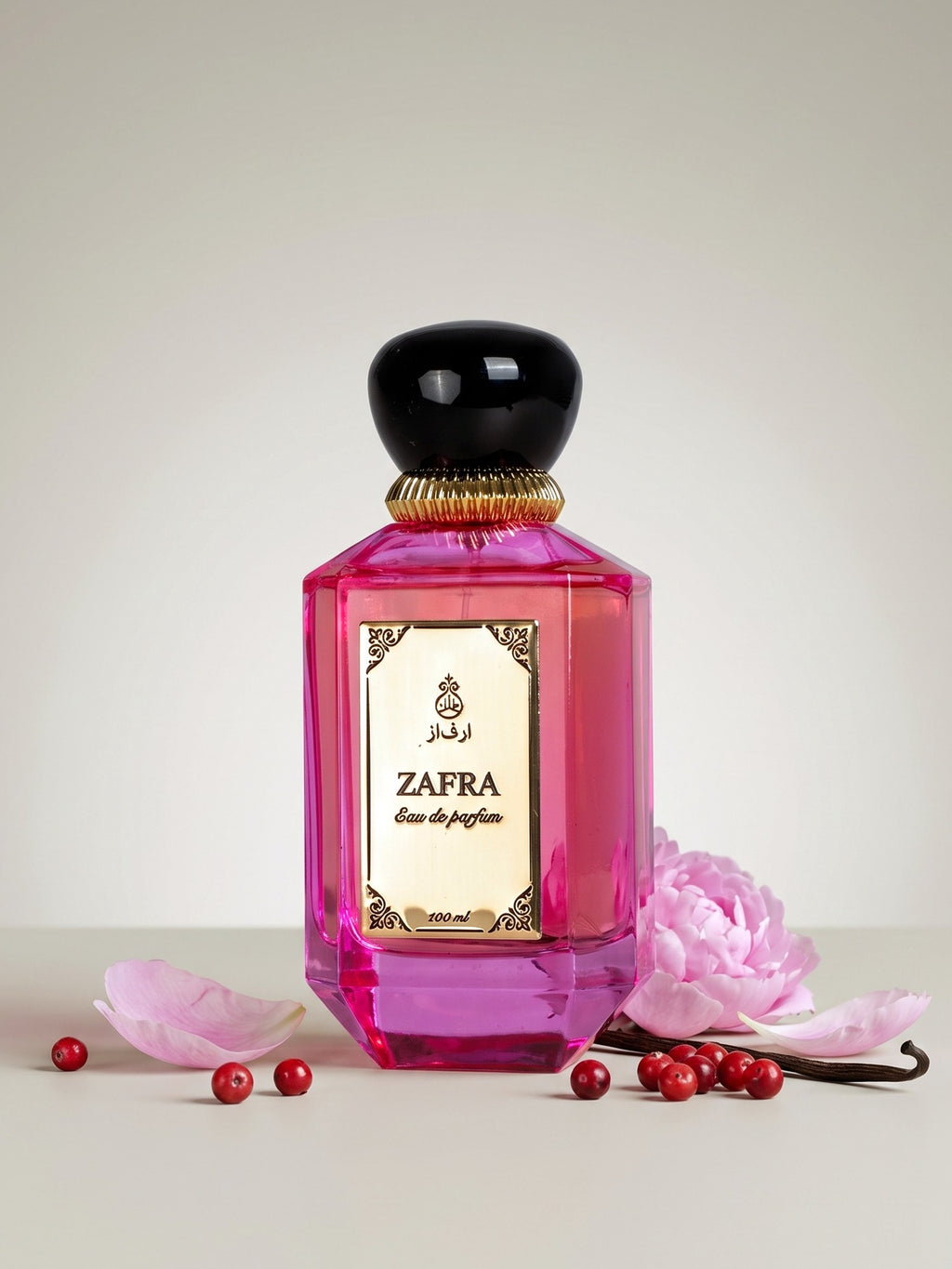 ZAFRA Eau de parfum 100 ml, sticlă roz / magenta — cu ingrediente